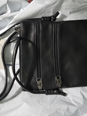 Black Crossbody Bag with Dual Zip Front